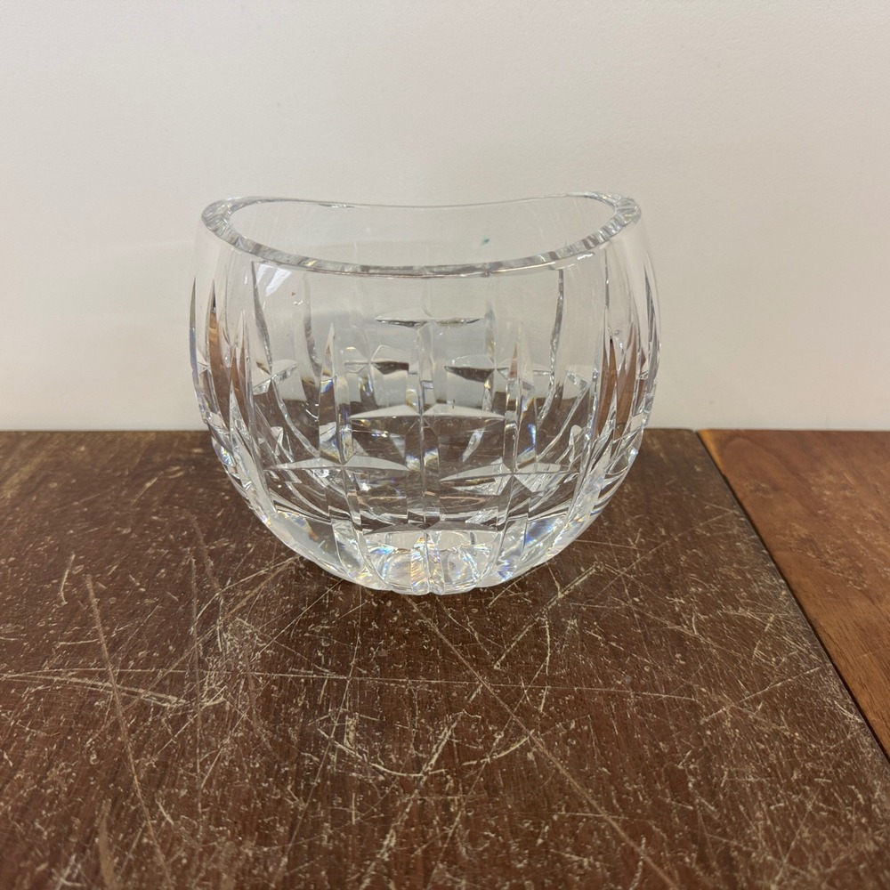 Oval Crystal Squat‎ Vase Candle Holder Cut Glass Decor